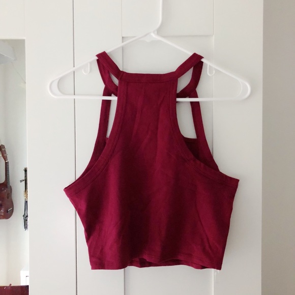Charlotte Russe Maroon Crop Halter Top - Picture 2 of 5